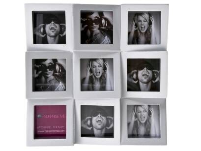 Photo frame for 9 photos MULTIPLE ANGLE WOOD SILVER