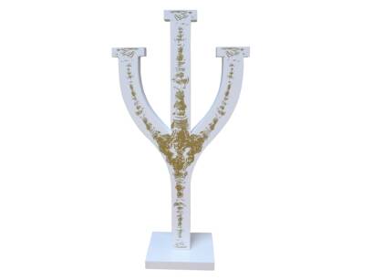 Table candle holder FATFLAT TRIO white-gold